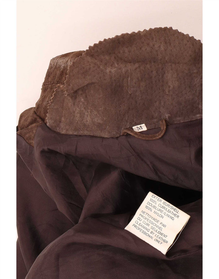 Vintage Damen Loose Fit Lederjacke UK 14 Mittelbraunes Leder