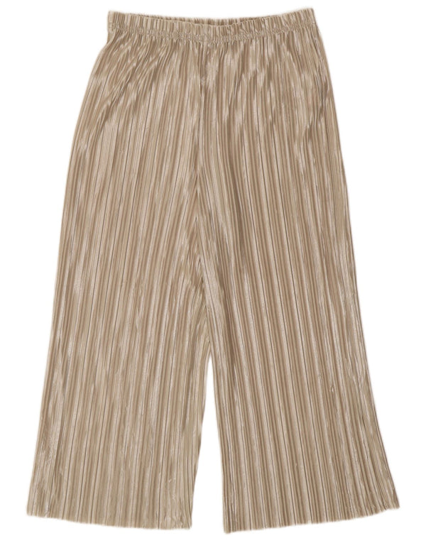 Topshop Damen-Hose mit weitem Bein, kurz geschnitten, UK 10, Größe S, W26, L23, Beige gestreift