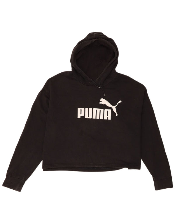 Puma Damen Crop Graphic Übergroßer Kapuzenpullover UK 18 XL Schwarz Baumwolle