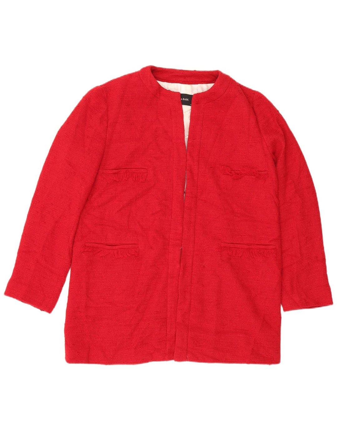 Zara Damen Blazer Jacke UK 16 Große rote Baumwolle
