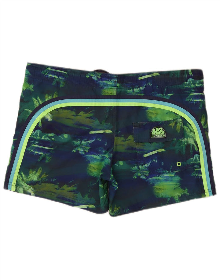 Sundek Herren-Badeshorts, mittelgroß, Marineblau, Farbblock-Polyester, hawaiianisch