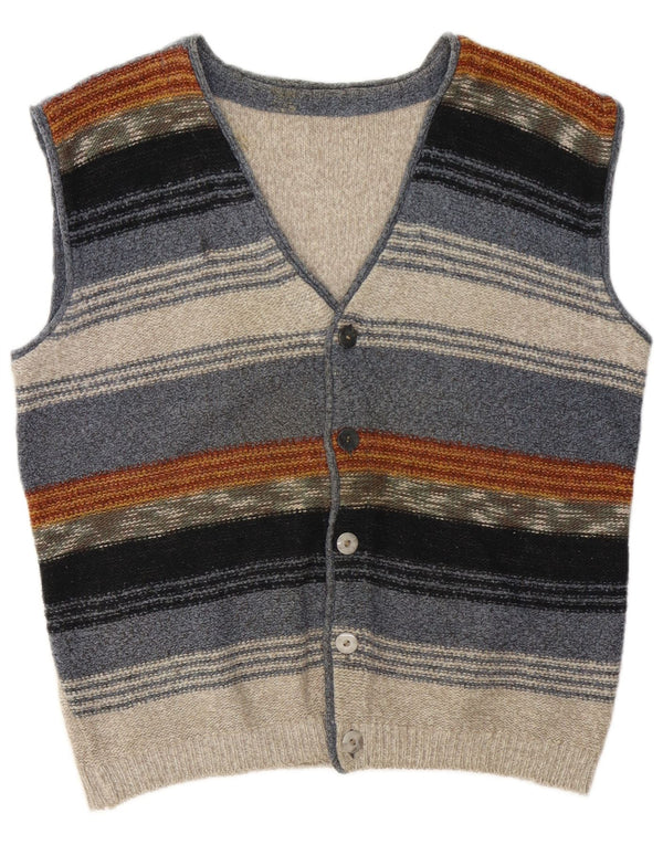 Vintage Herren ärmelloser Cardigan Pullover groß bunt gestreift