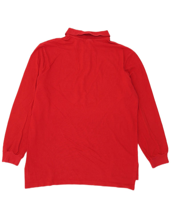 Polo Ralph Lauren Herren-Langarm-Poloshirt mit individueller Passform, XL, rote Baumwolle