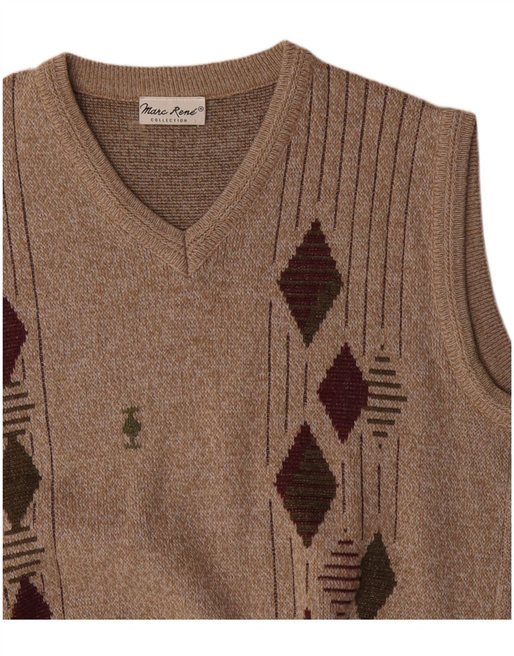 Marc Rene Herren-Weste-Tanktop Mittelbeige Argyle/Diamant