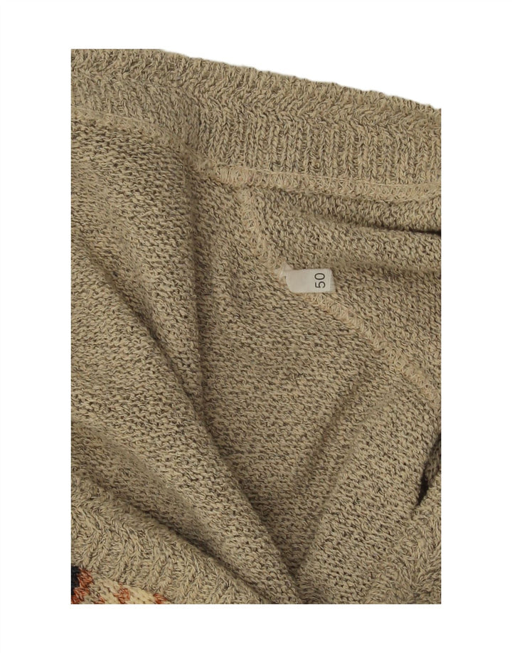 Vintage Herren Cardigan Pullover IT 50 Mittelgrau Geometrisch