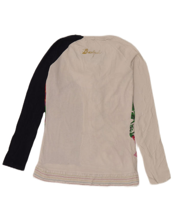 Desigual Womens Graphic Top Langarm UK 12 Medium White Floral