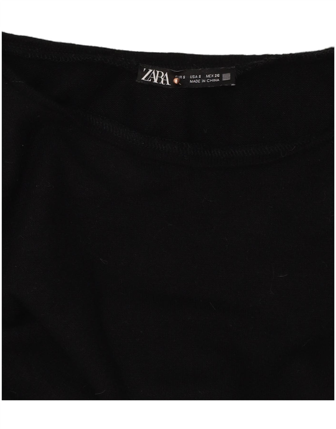 Zara Damen Crop Top Langarm UK 10 Small Schwarz