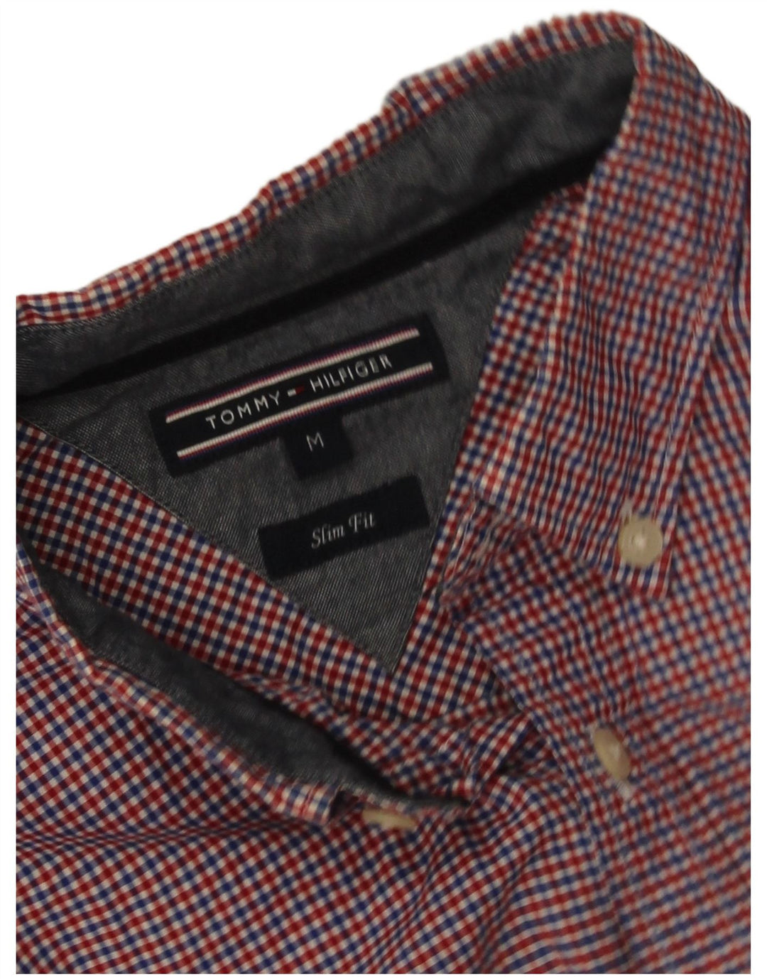 Tommy Hilfiger Herren-Slim-Fit-Hemd aus mittelroter Karo-Baumwolle