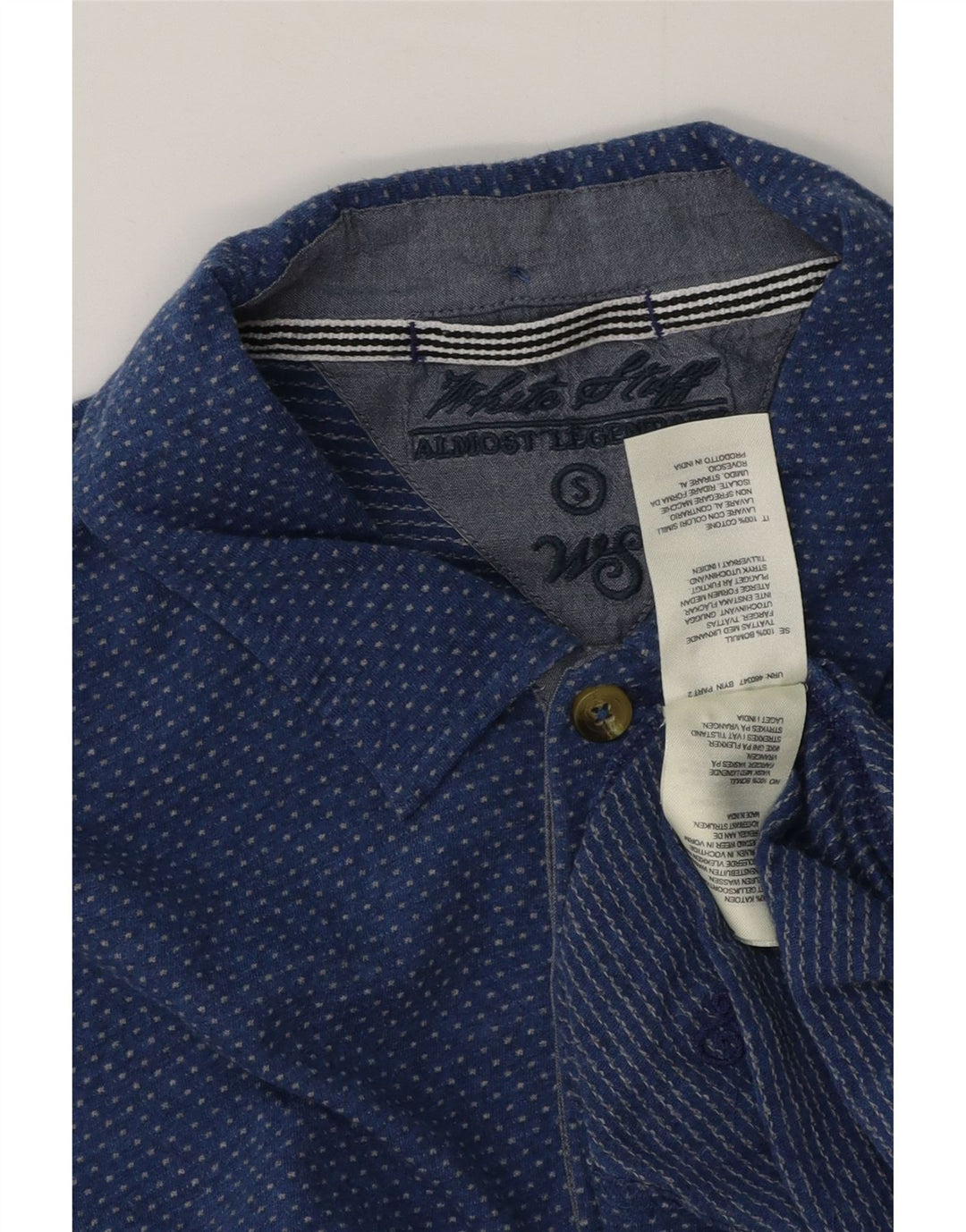 White Stuff Herren-Poloshirt, klein, blau gepunktete Baumwolle