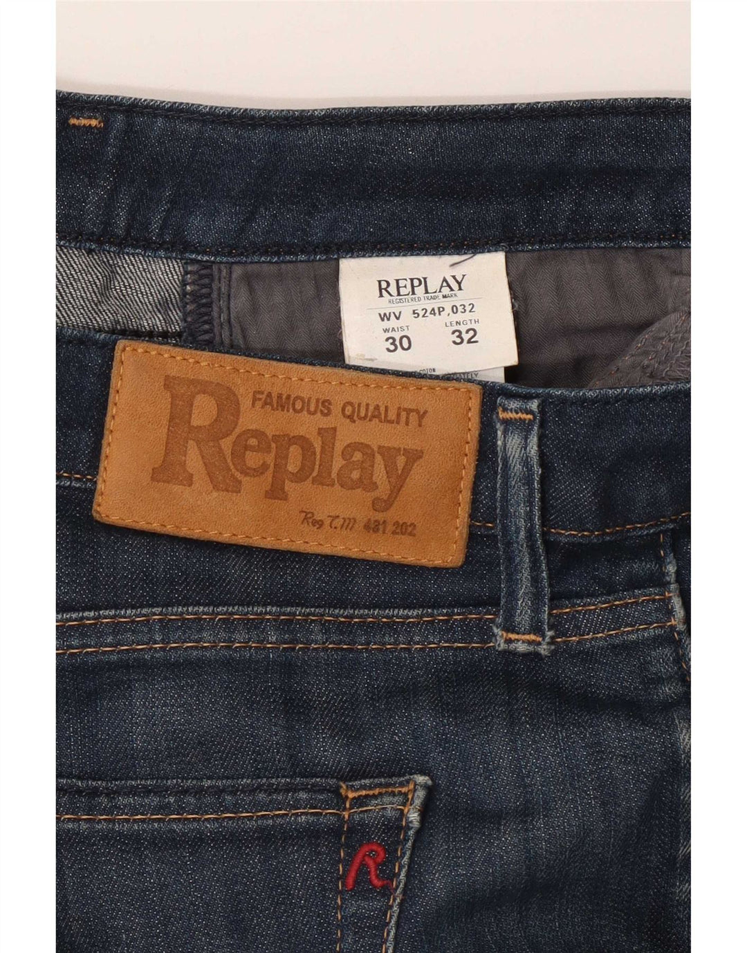 Replay Damen Bootcut Jeans W30 L32 Marineblau Baumwolle