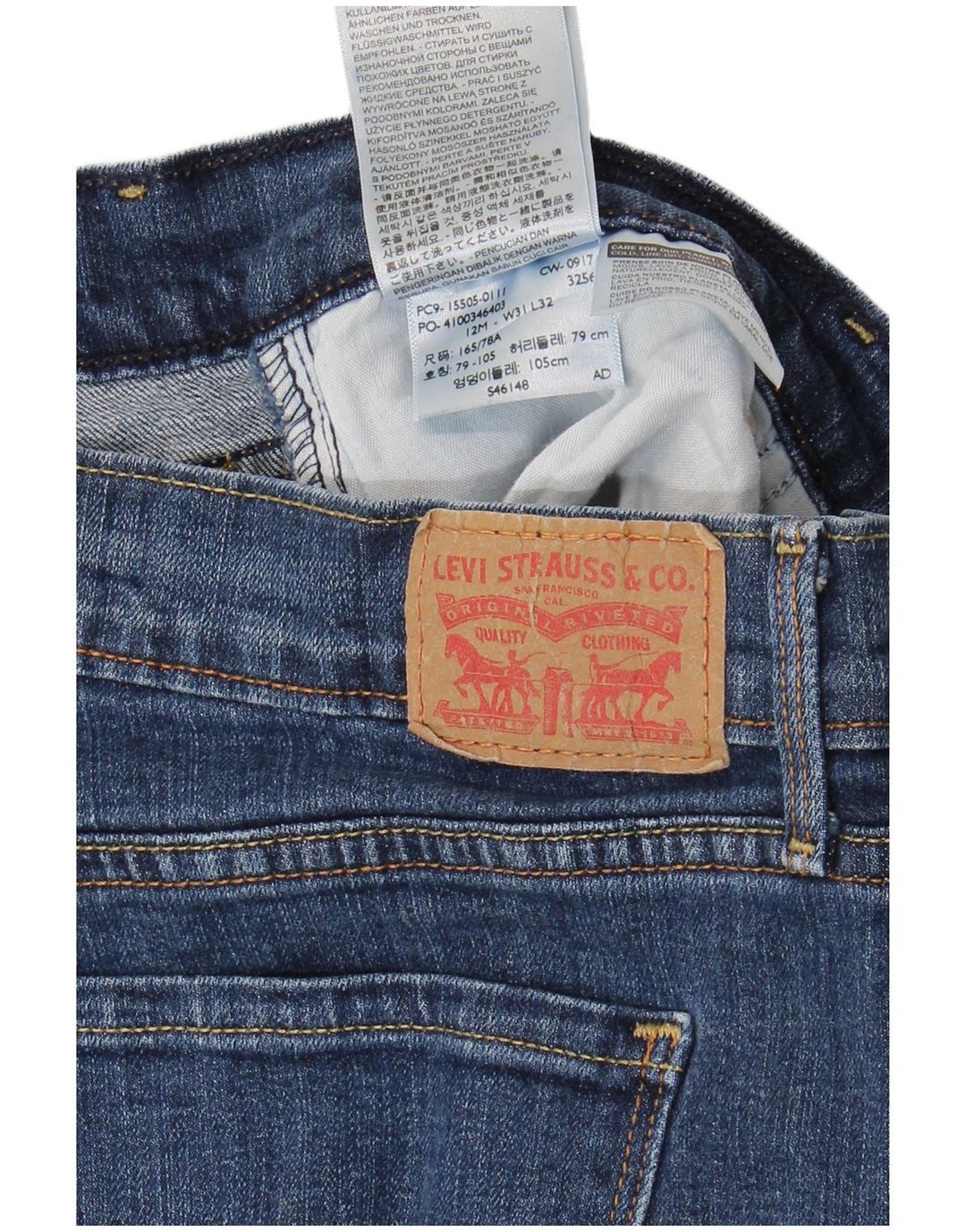 Levi's Damen 505 Straight Jeans W31 L32 Blaue Baumwolle