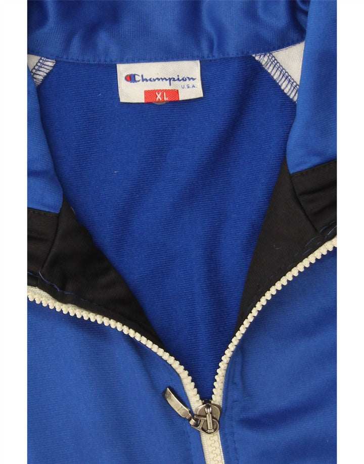 Champion Herren-Trainingsanzugoberteil, XL, blaues Colourblock-Polyester
