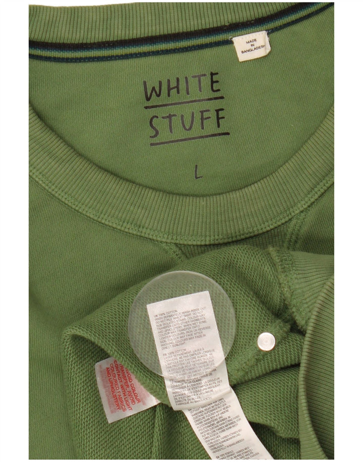 White Stuff Herren-Sweatshirt-Pullover, groß, grüne Baumwolle