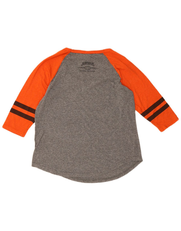 Harley Davidson Grafikoberteil für Damen, 3/4-Ärmel, UK 16, Large, Grau, Farbblock