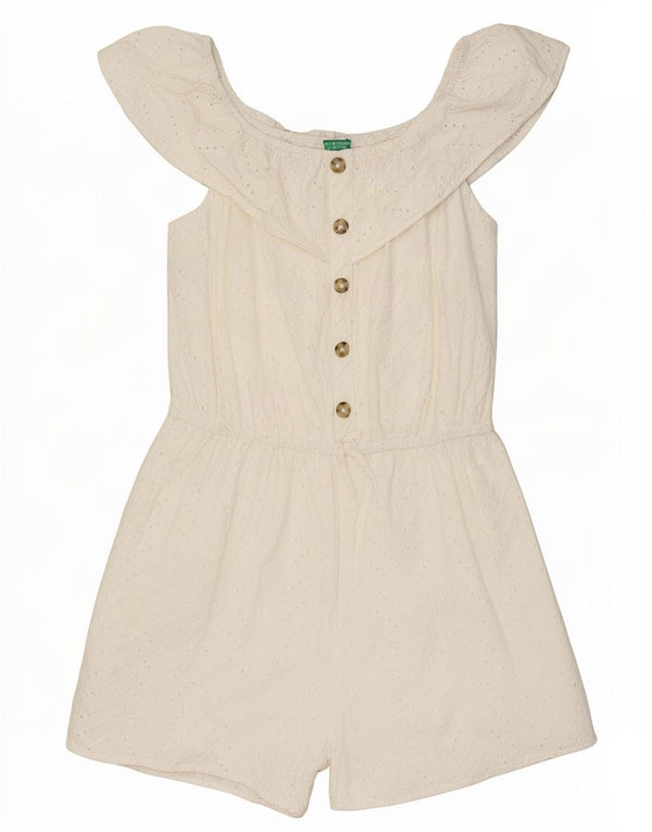 Benetton Damen Off Shoulder Playsuit UK 14 Mittelweiß