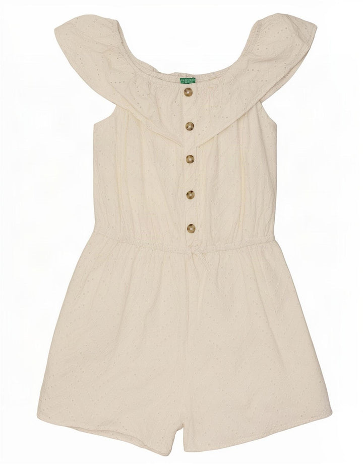 Benetton Damen Off Shoulder Playsuit UK 14 Mittelweiß