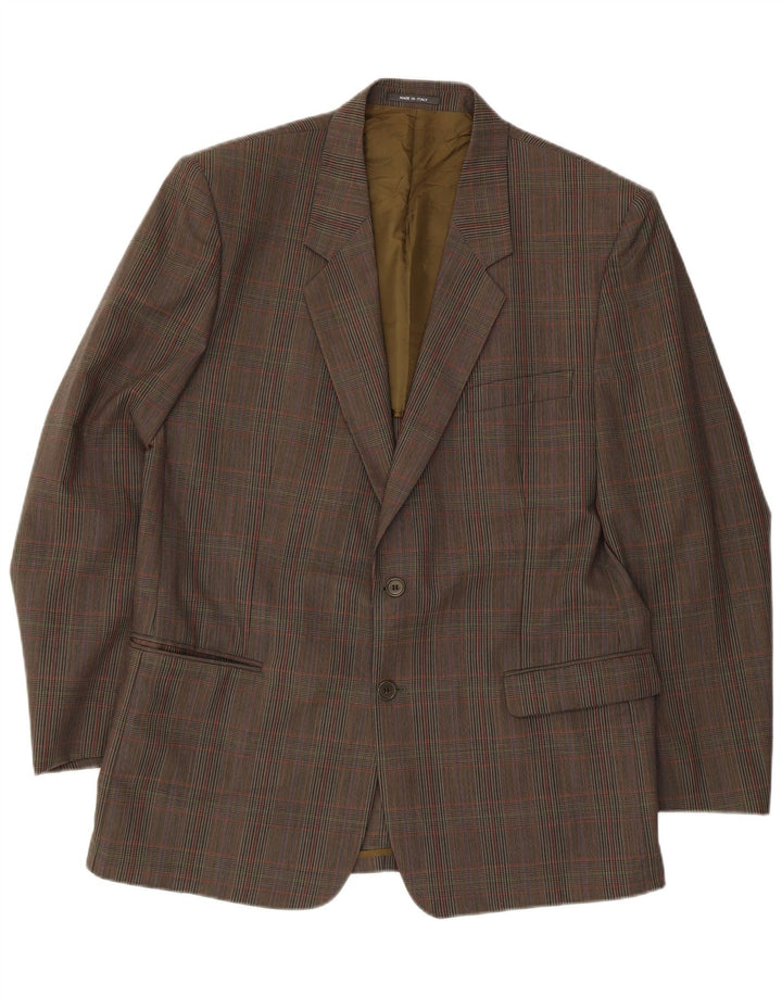 Vintage Herren 2-Knopf-Blazerjacke UK 40 Große braune karierte Schurwolle