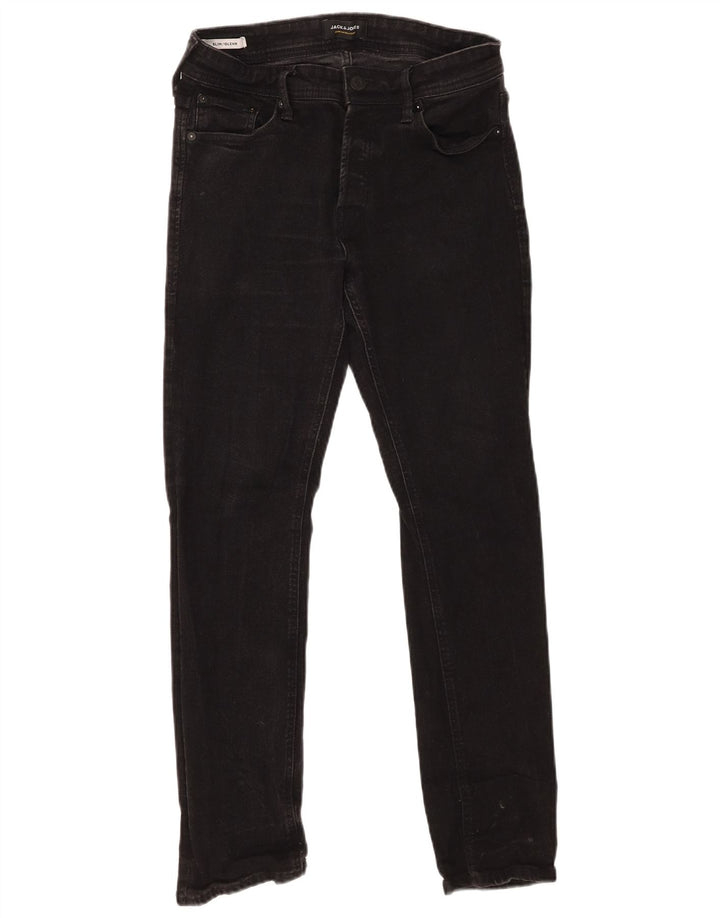 Jack & Jones Herren GLENN Slim Jeans W30 L30 Schwarz Baumwolle