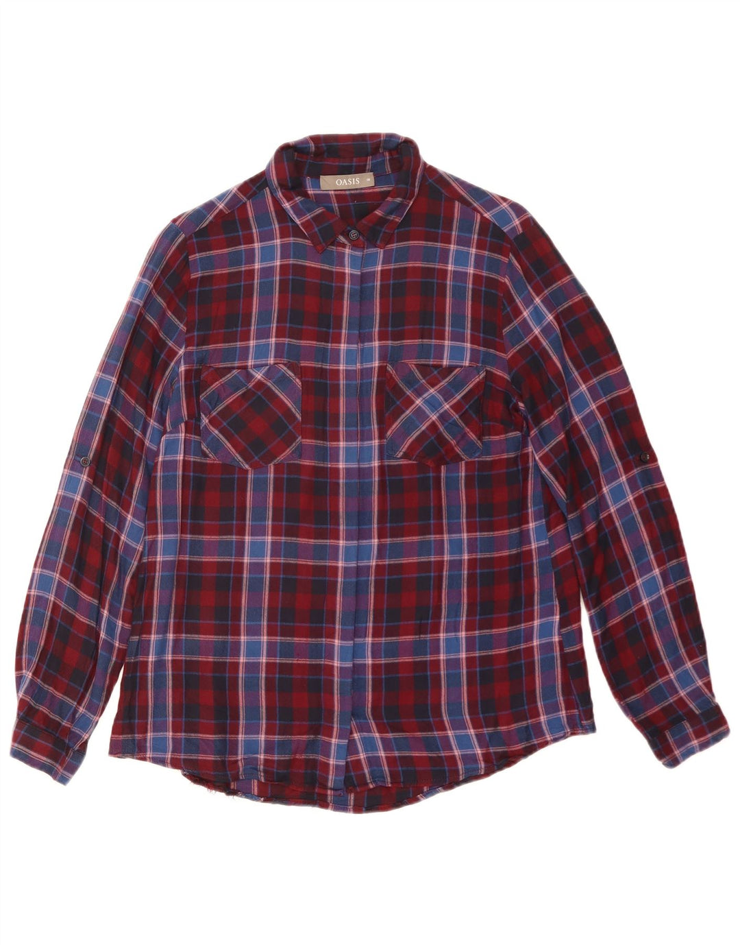 Oasis Damen Flanellhemd UK 10 Small Red Plaid Viscose