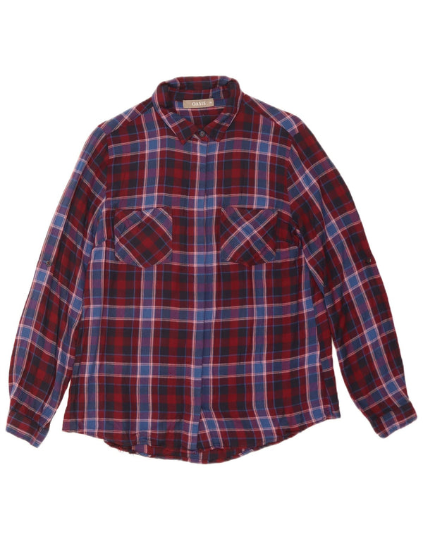 Oasis Damen Flanellhemd UK 10 Small Red Plaid Viscose
