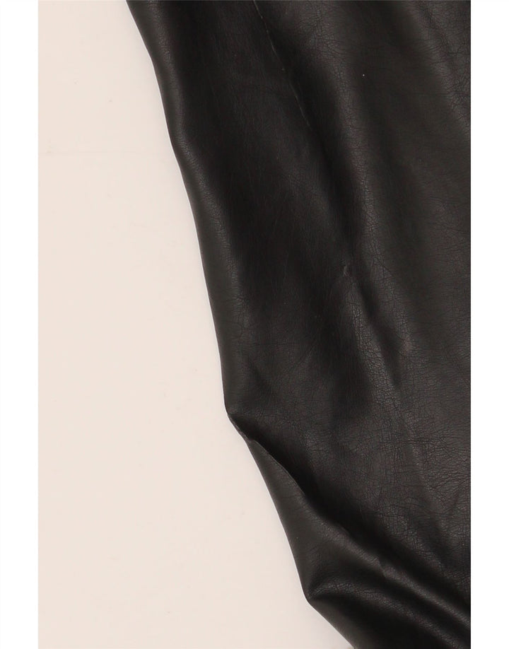 French Connection Damen Crop Bikerjacke UK 6 XS Schwarz Polyurethan