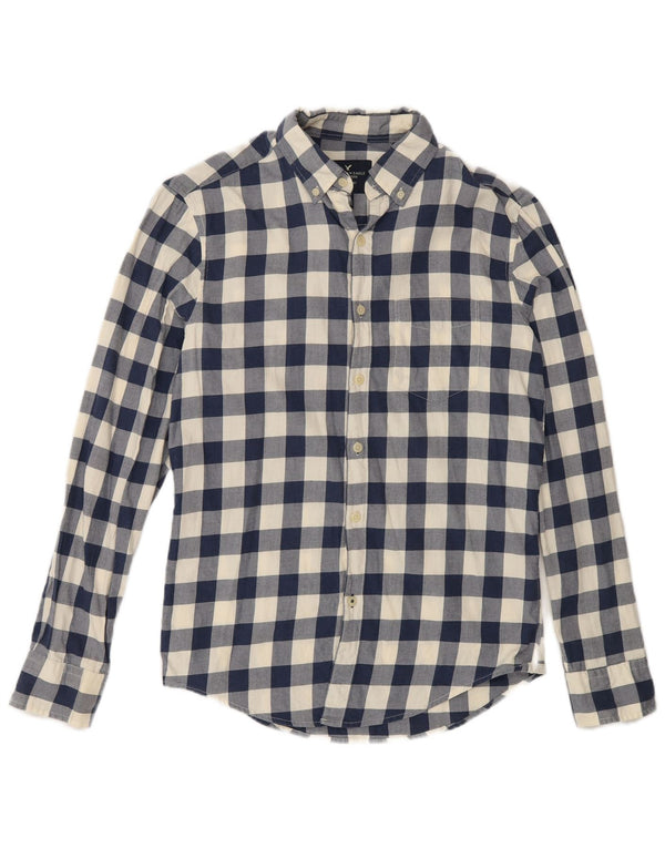 American Eagle Herren-Hemd mit klassischer Passform, XS, Marineblau, Gingham-Baumwolle