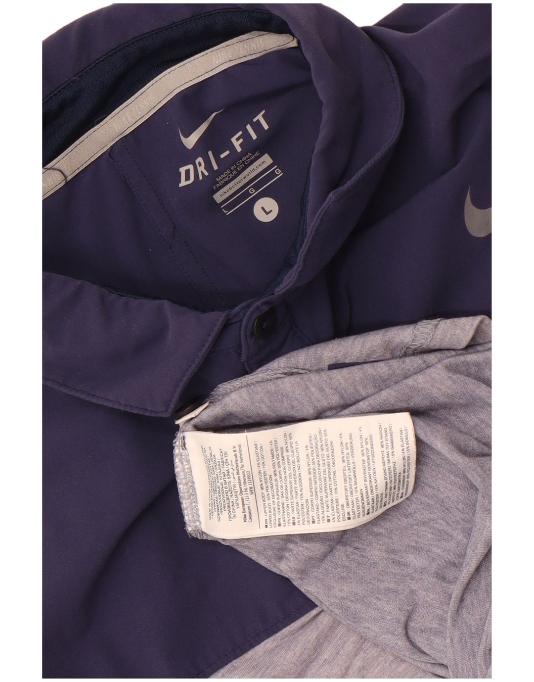 Nike Herren Dri Fit Poloshirt, großes graues Colourblock-Nylon