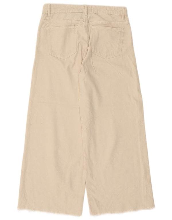 Zara Damen-Freizeithose mit hoher Taille und weitem Bein, EU 36, XS, B26, L25, gebrochenes Weiß