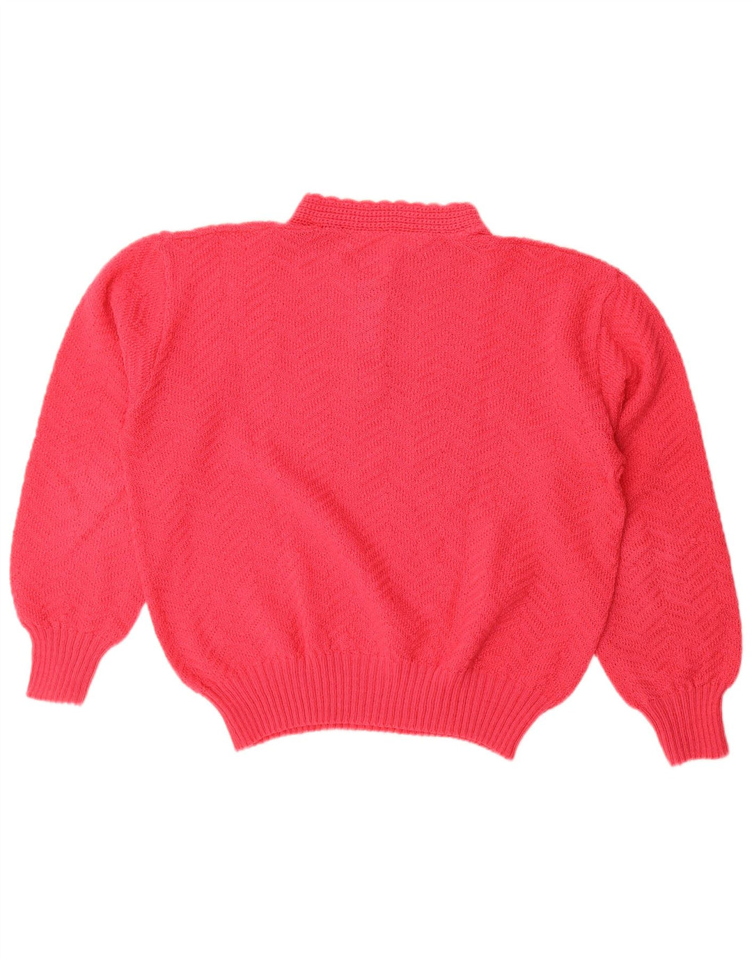 Vintage Damen Pullover mit Knopfkragen, UK 16, Größe L, Rot