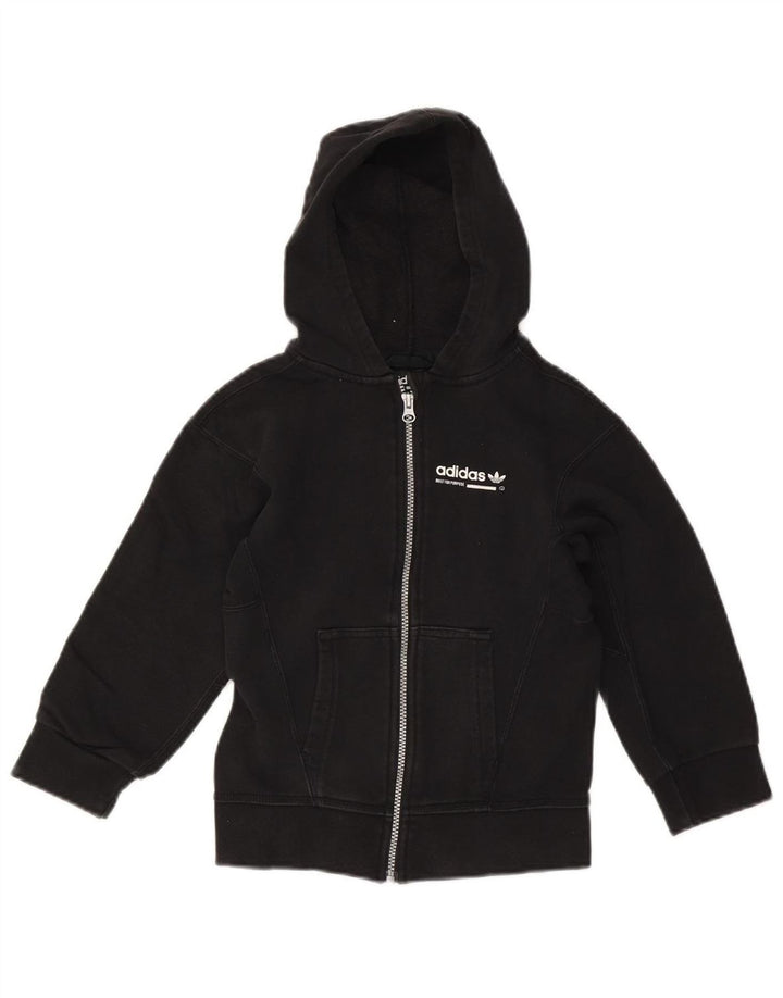 Adidas Jungen Kapuzenpullover mit grafischem Reißverschluss, 7–8 Jahre, Schwarz