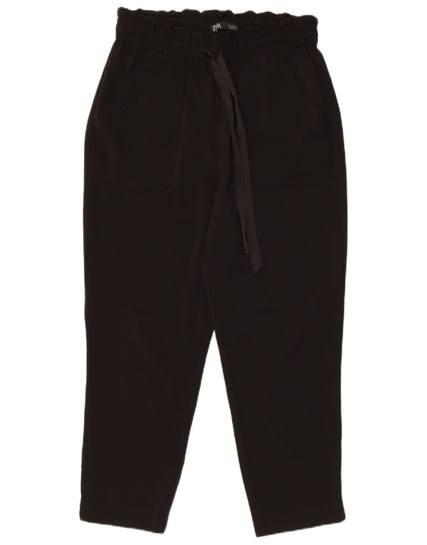 Zara Damen Tapered Crop Hose Medium W28 L25 Schwarz Polyester