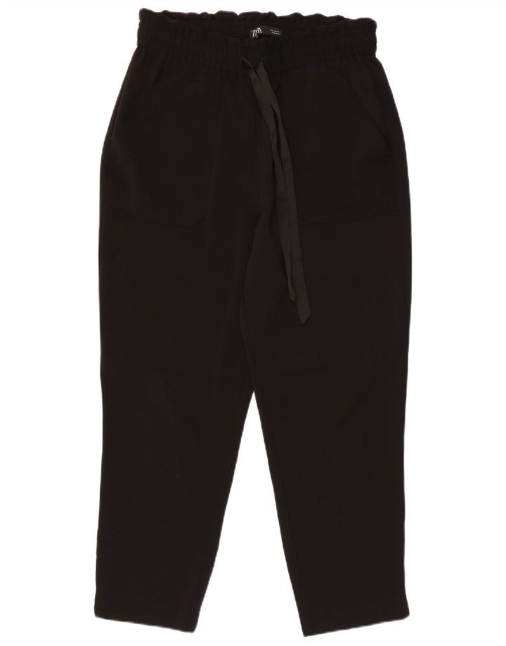 Zara Damen Tapered Crop Hose Medium W28 L25 Schwarz Polyester