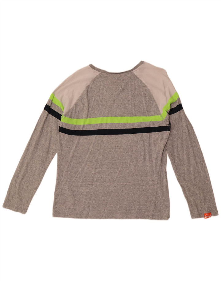 Superdry Herren-Oberteil aus langärmliger, mittelgrauer Colourblock-Baumwolle