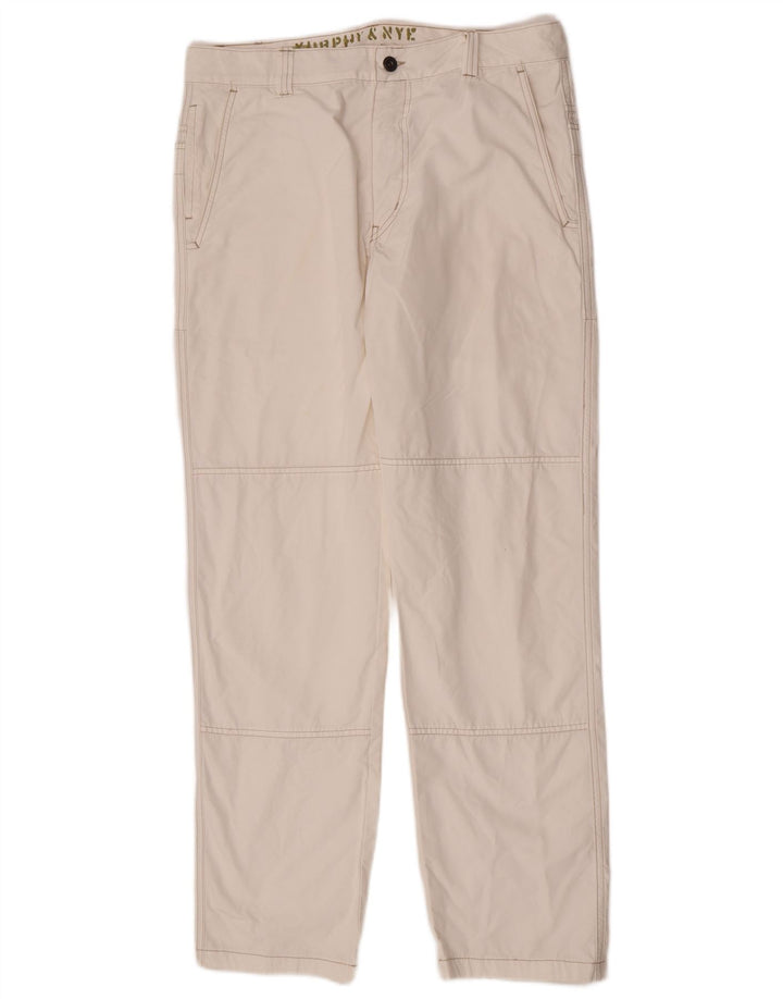 Murphy & Nye Slim Chino-Hose für Herren, W36, L32, weiße Baumwolle