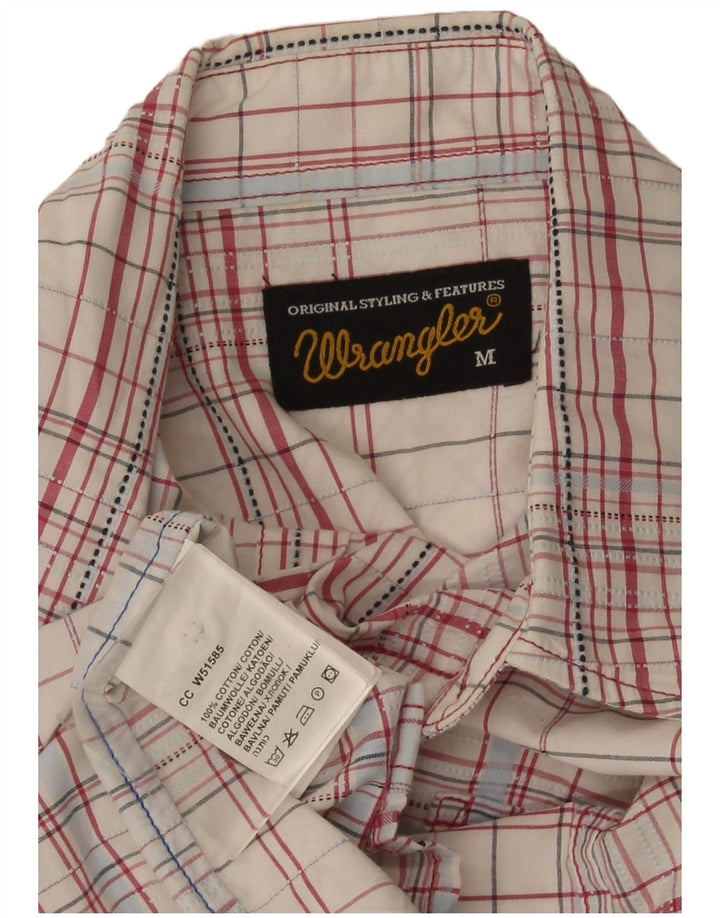 Wrangler Herren-Hemd, kurzärmelig, reguläre Passform, mittelweiß, kariert, Baumwolle