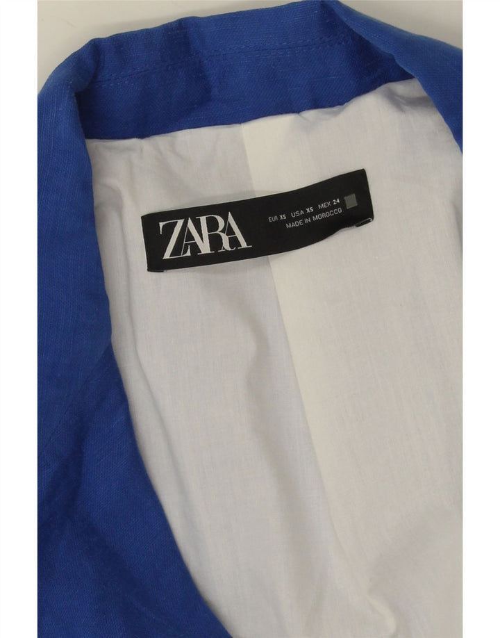 Zweireihiger, übergroßer Blazer von Zara für Damen, UK 6 XS, blaues Lyocell