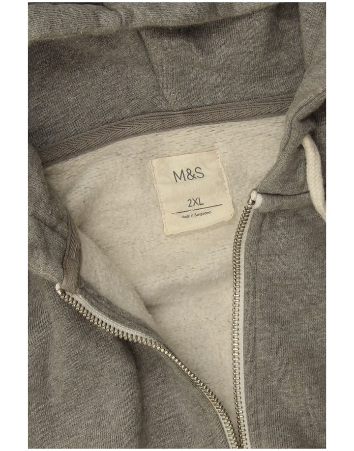Marks & Spencer Herren-Kapuzenpullover mit Reißverschluss, 2XL, graue Baumwolle