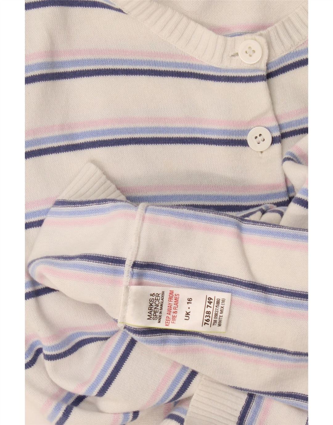 Marks & Spencer Damen-Cardigan-Pullover UK 16 Large Weiß gestreift