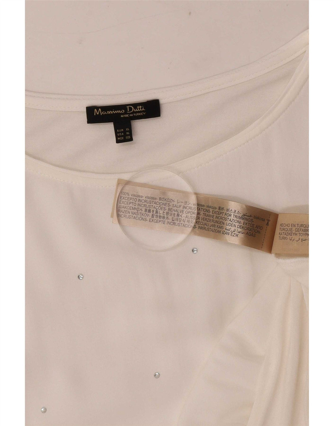 Massimo Dutti Damen Bluse Top UK 18 XL Weiße Viskose