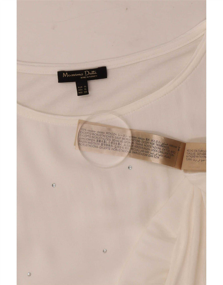Massimo Dutti Damen Bluse Top UK 18 XL Weiße Viskose