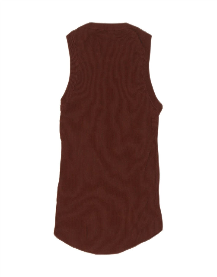Zara Damen Weste Top UK 12 Mittelbraune Viskose