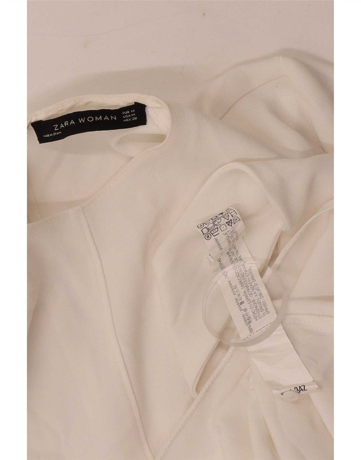 Asymmetrisches Blusenoberteil für Damen von Zara, UK 12, Mittelweiß, Polyester