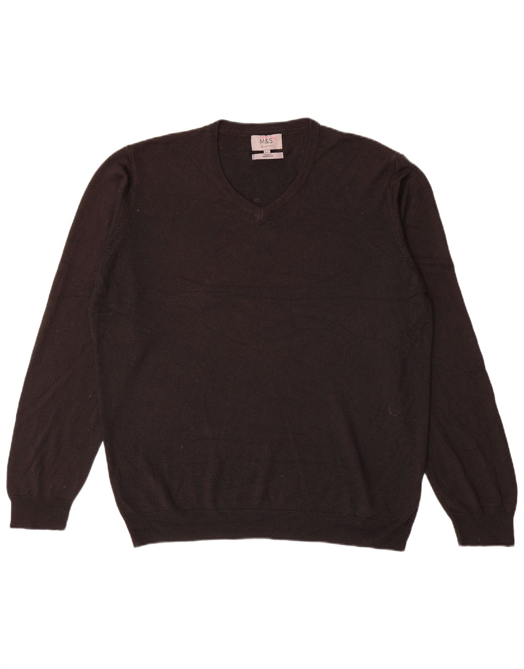 Marks & Spencer Herren-Pullover mit V-Ausschnitt, XL, schwarzes Acryl