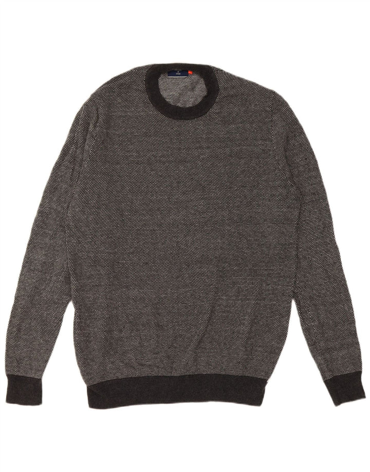 Superdry Herren-Pullover mit Rundhalsausschnitt, groß, grau gefleckte Baumwolle