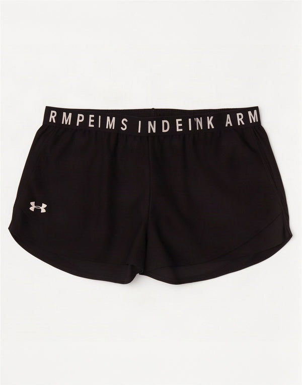 Under Armour Damen Heat Gear Graphic Sport Shorts UK 16 Large Schwarz