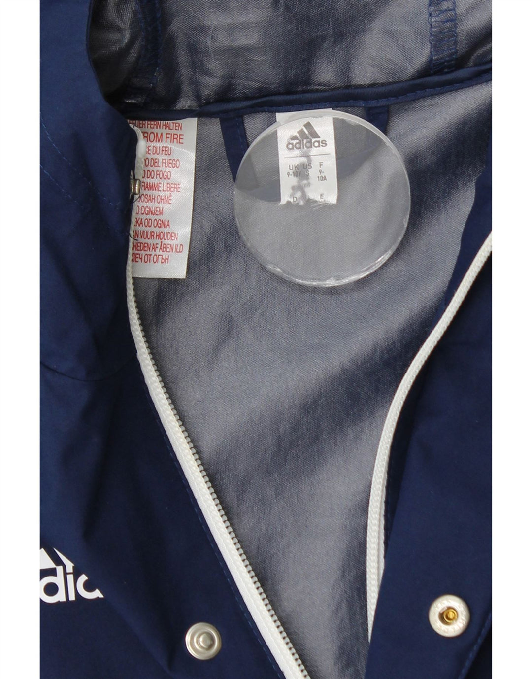 Adidas Jungen Regenjacke mit Kapuze, 9–10 Jahre, marineblaues Polyester