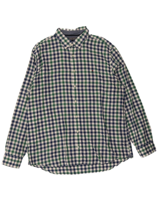 Tommy Hilfiger Herren New York Fit Hemd 2XL Blau Gingham Baumwolle