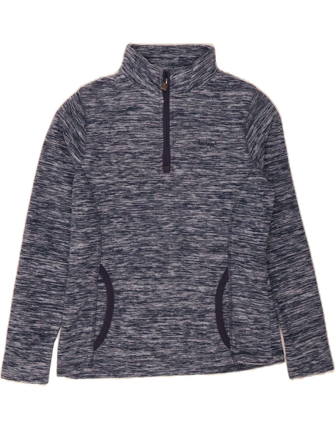 WEIRD FISH Womens Zip Neck Fleece Jumper UK 10 Small Navy Blue Polyester Vintage Weird Fish and Second-Hand Weird Fish from Messina Hembry 