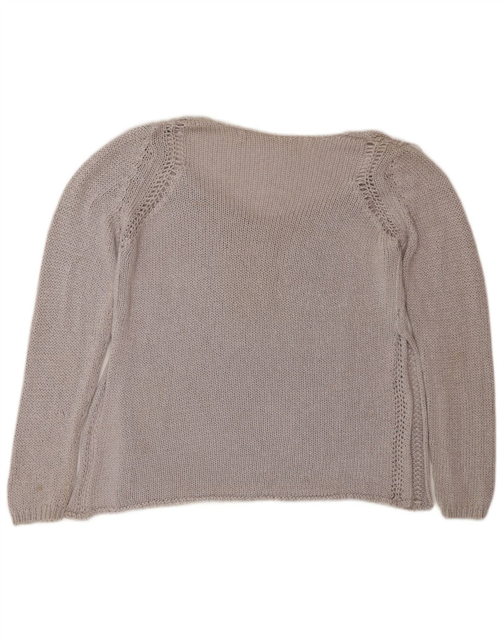 Zara Damen-Pullover mit V-Ausschnitt, Gr. 14, Mittelgrau