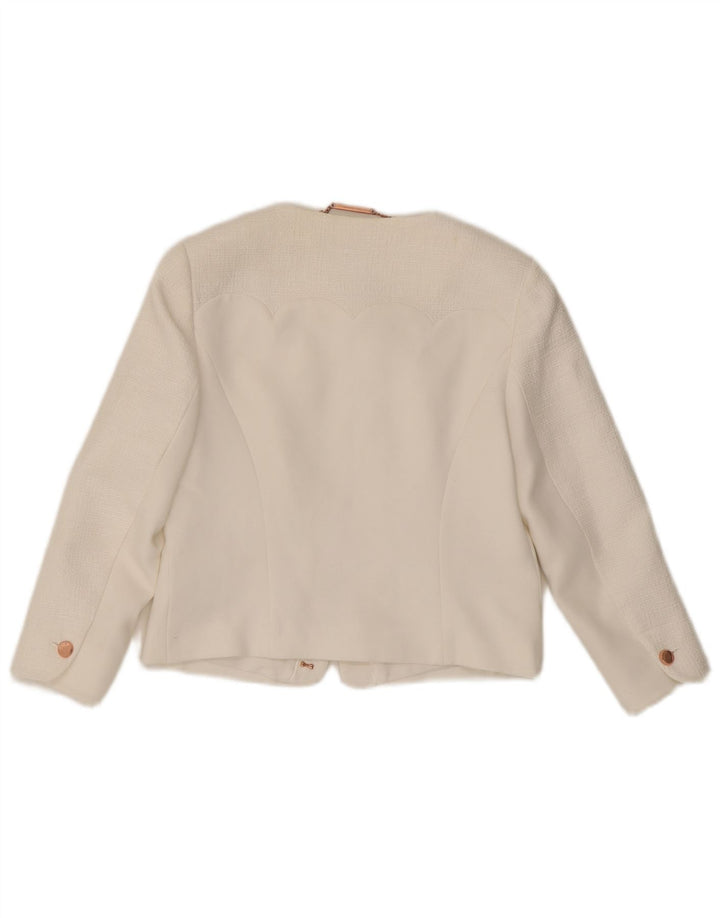 Ted Baker Damen Crop Blazer Jacke Größe 3 Mittelweißes Polyester